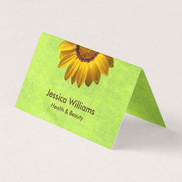 黄色い花オン抽象芸術グリーンモノグラム 名刺