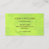 黄色い花オン抽象芸術グリーンモノグラム 名刺 (裏面)