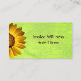 黄色い花オン抽象芸術グリーンモノグラム 名刺