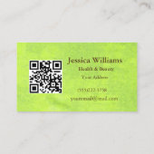 黄色い花オン抽象芸術グリーンモノグラム 名刺 (裏面)