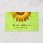 黄色い花オン抽象芸術グリーンモノグラム 名刺 (正面)