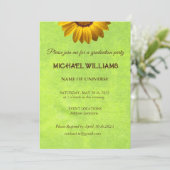 黄色い花オン抽象芸術グリーンモノグラム 招待状 (スタンド正面)