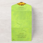 黄色い花オン抽象芸術結婚グリーン オールインワン招待状 (外側)