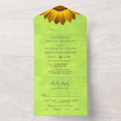 黄色い花オン抽象芸術結婚グリーン オールインワン招待状 (内側)