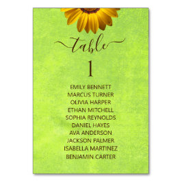 黄色い花オン抽象芸術結婚グリーン テーブルナンバー
