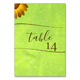 黄色い花オン抽象芸術結婚グリーン テーブルナンバー