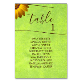 黄色い花オン抽象芸術結婚グリーン テーブルナンバー