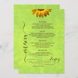 黄色い花オン抽象芸術結婚グリーン メニュー