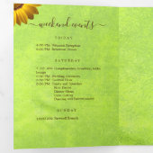 黄色い花オン抽象芸術結婚グリーン 三つ折りプログラム (内部最初)