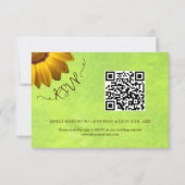 黄色い花オン抽象芸術結婚グリーン 出欠カード (正面)