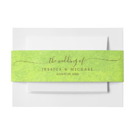 黄色い花オン抽象芸術結婚グリーン 招待状ベリーバンド