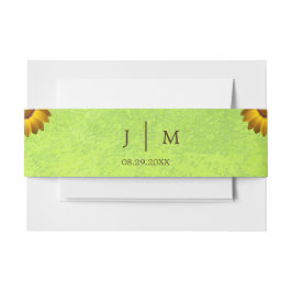 黄色い花オン抽象芸術結婚グリーン 招待状ベリーバンド