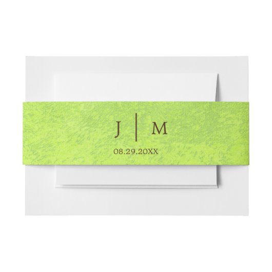 黄色い花オン抽象芸術結婚グリーン 招待状ベリーバンド (正面例)