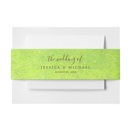 黄色い花オン抽象芸術結婚グリーン 招待状ベリーバンド (正面例)