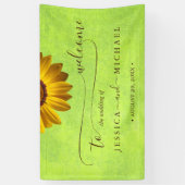 黄色い花オン抽象芸術結婚グリーン 横断幕 (縦)