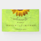 黄色い花オン抽象芸術結婚グリーン 横断幕 (横)