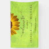 黄色い花オン抽象芸術結婚グリーン 横断幕 (縦)