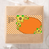 黄色い花ジンガム背景出荷ラベル ラベル (インサイチュ)