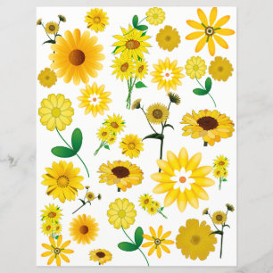 黄色い花スクラップブック紙シート