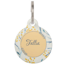 黄色い花ペットラベル ペット　ネームタグ