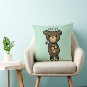 黄色い花付きかわいい茶色のクマこんにちは クッション (椅子)