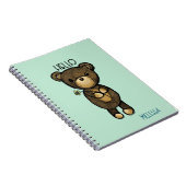 黄色い花付きかわいい茶色のクマこんにちは ノートブック (右側)