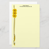 黄色い花写真フィリ縁どグテンプレート 便箋 (正面/裏面)