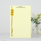 黄色い花写真フィリ縁どグテンプレート 便箋 (スタンド正面)