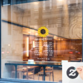 黄色い花屋の開店時間がくっついている ウィンドウサイン (カフェ窓)