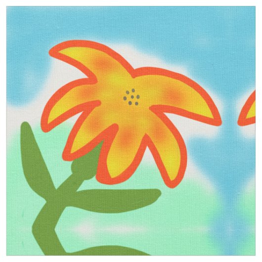 黄色い花布 ファブリック (クローズアップ)