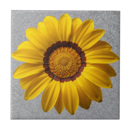 黄色い花抽象芸術の線の灰色の背景、 タイル (正面)