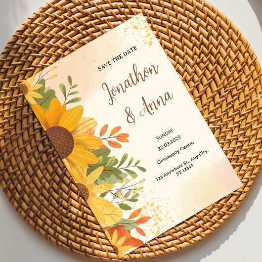 黄色い花枠結婚式招待状 招待状