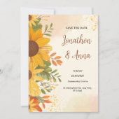 黄色い花枠結婚式招待状 招待状 (正面)