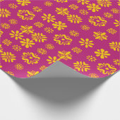 黄色い花柄のラッピング紙 ラッピングペーパー (角)