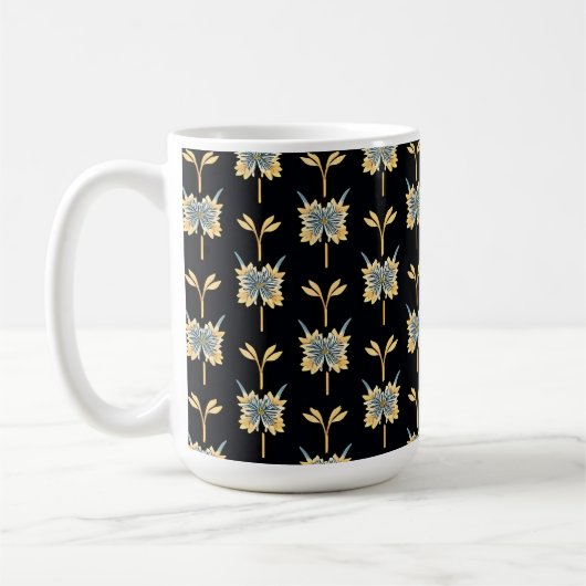 黄色い花柄 コーヒーマグカップ (左)