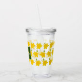 黄色い花模様手描き名文字モノグラム アクリルタンブラー (左)