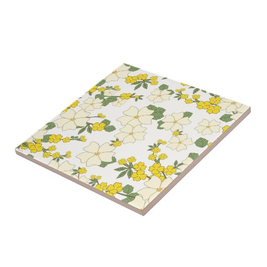 黄色い花模様 タイル (側面)