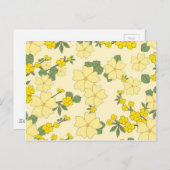 黄色い花模様 ポストカード (正面/裏面)
