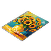 黄色い花瓶の黄色のひまわりパーソナライズされた ノートブック (左側)