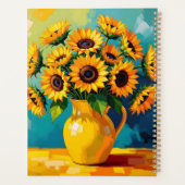 黄色い花瓶の黄色のひまわりパーソナライズされた プランナー手帳 (裏面)