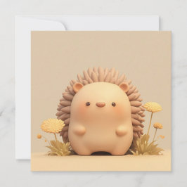 黄色い花畑の3Dクレイのヤマアラシ ポストカード