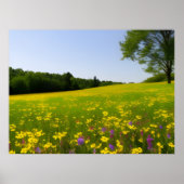 黄色い花草水平ポスター ポスター (正面)