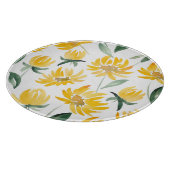 黄色い花葉夏のパターン カッティングボード (角)