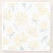 黄色い花葉夏のパターン ガラスコースター (裏面)