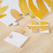 黄色い花葉夏のパターン ジグソーパズル (側面)