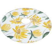 黄色い花葉夏のパターン ブラッシュドポリエステルツリースカート (アングル)