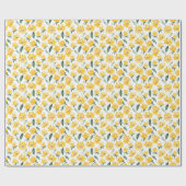 黄色い花葉夏のパターン ラッピングペーパー (フラット)