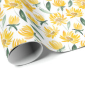 黄色い花葉夏のパターン ラッピングペーパー (ロールコーナー)