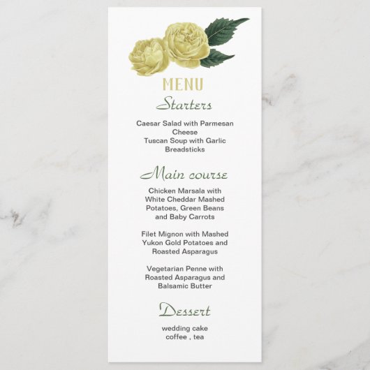 黄色い花葉緑結婚のメニュー メニュー (正面)