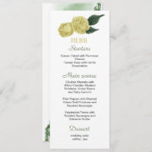 黄色い花葉緑結婚のメニュー メニュー (正面/裏面)